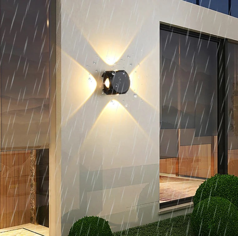 Lightigious™ - Four Way Cross Cube Outdoor LED Wall Light (4W, Black Golden)
