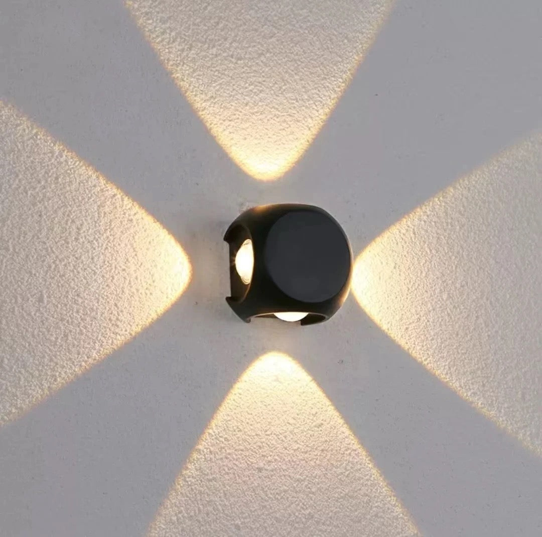 Lightigious™ - Four Way Cross Cube Outdoor LED Wall Light (4W, Black Golden)