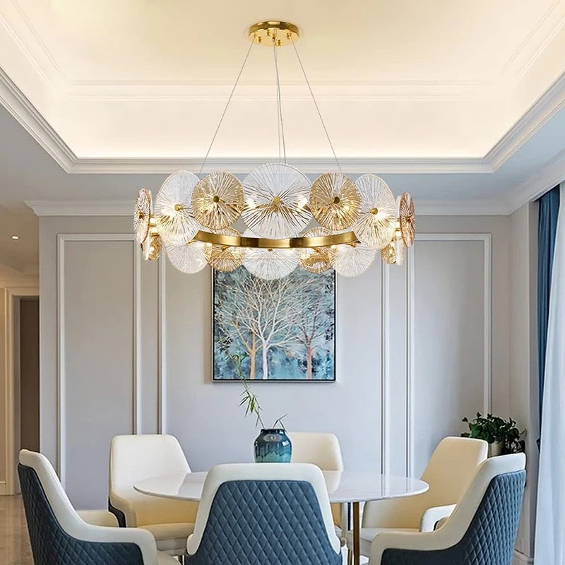 Luxury Glass LED ring chandelier bedroom dining room living room chandelier