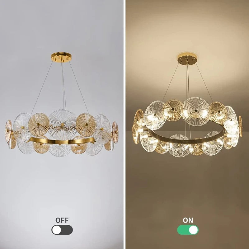 Luxury Glass LED ring chandelier bedroom dining room living room chandelier