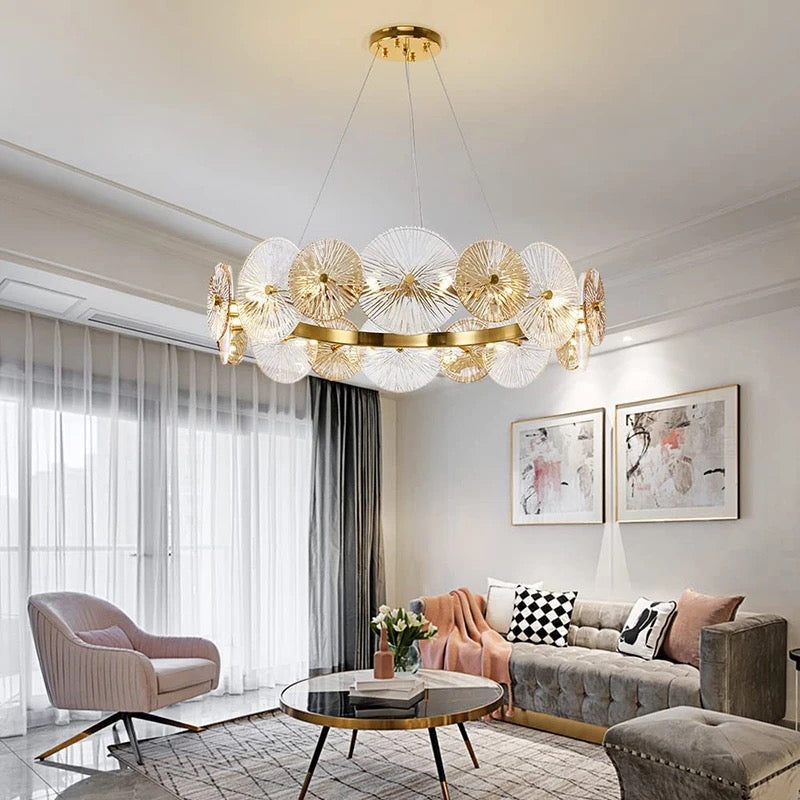 Luxury Glass LED ring chandelier bedroom dining room living room chandelier
