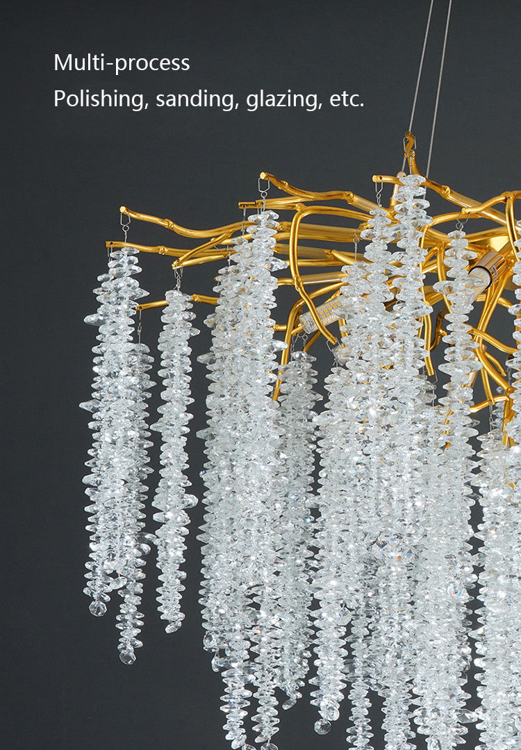 Lightigious Crystal Beats Chandelier warm glow luxury dining room