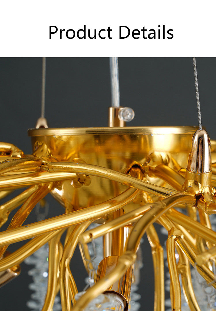 Lightigious Crystal Beats Chandelier gold frame close-up crystal detail