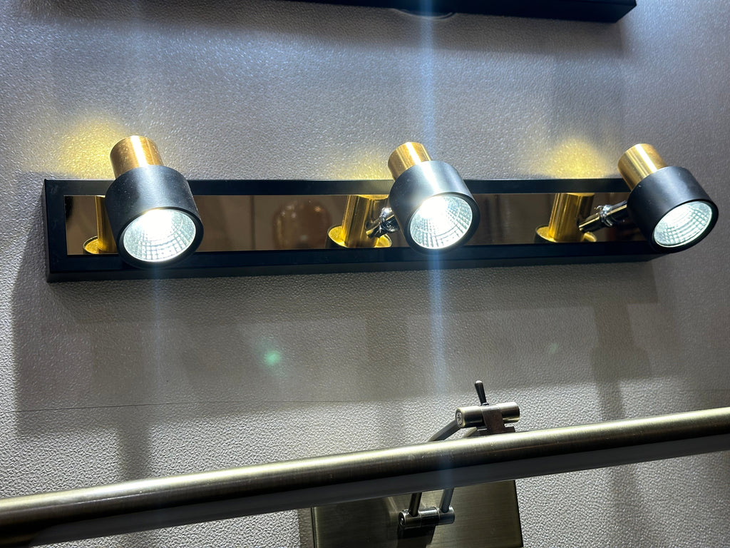 Lightigious COB Black Gold Vanity Light side profile view