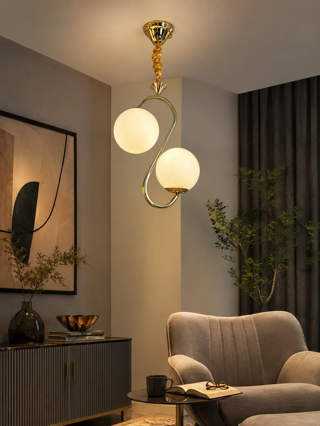 Lightigious™ -  Royal Curve Double Globe Pendant