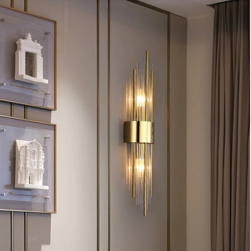 Lightigious™ - Crystal Wall Light, Gold Antique/Black with White Glass, LED Wall Lamp
