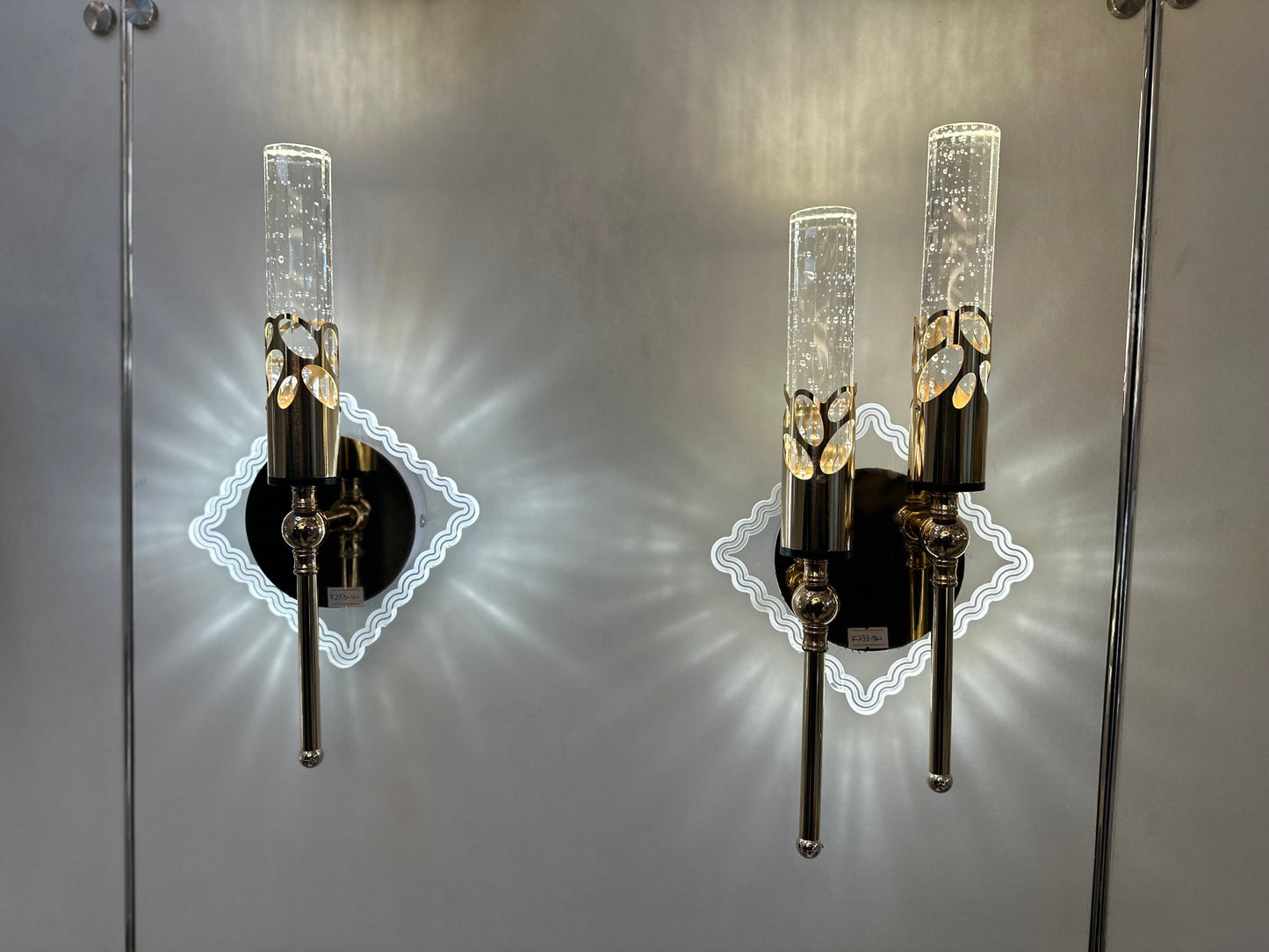 Lightigious™ - Linear Crystal Shade Wall Lamp, Gold & Clear Multi-Color LED Wall Light