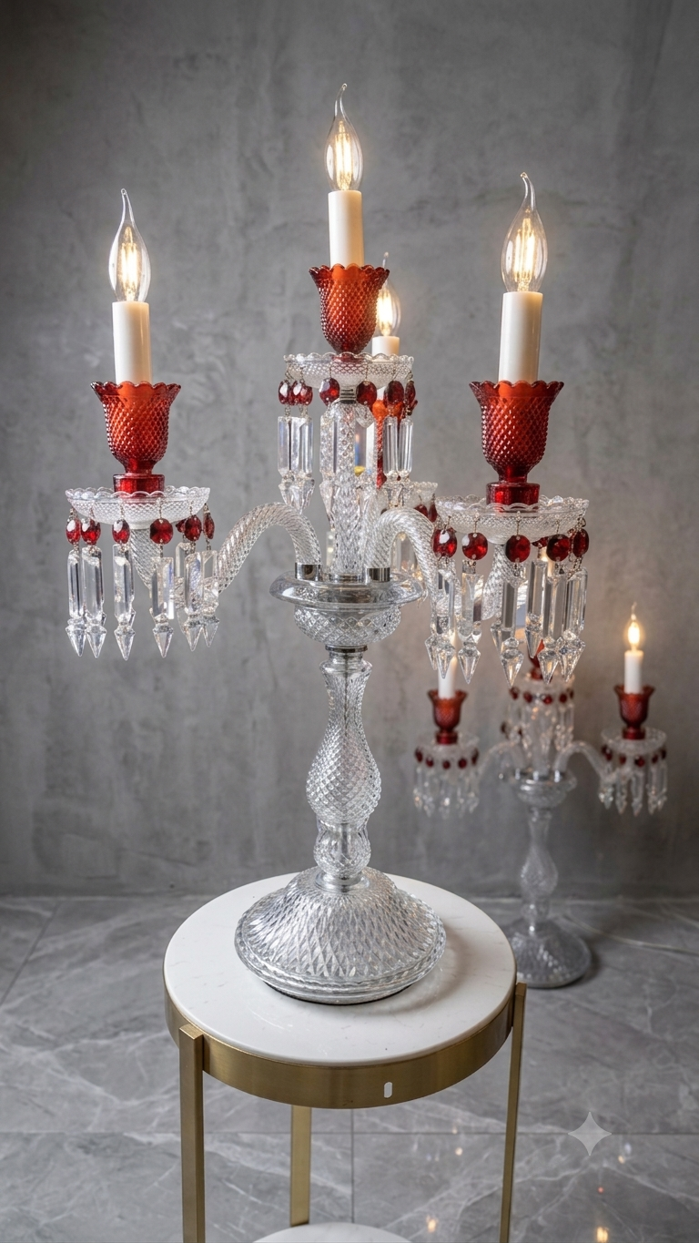 Lightigious | • The Baccarat Zenith Ruby Candelabra Lamp