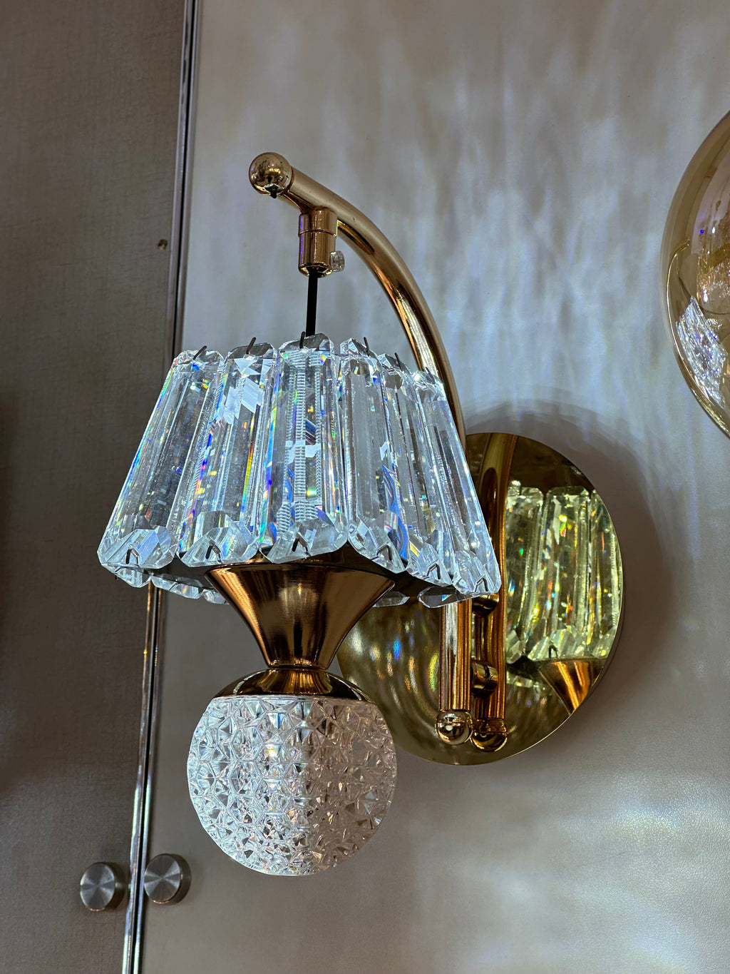 Lightigious™ - Crystal Wall Light, Gold Finish with White Glass and LED, SMD 3-Color Option