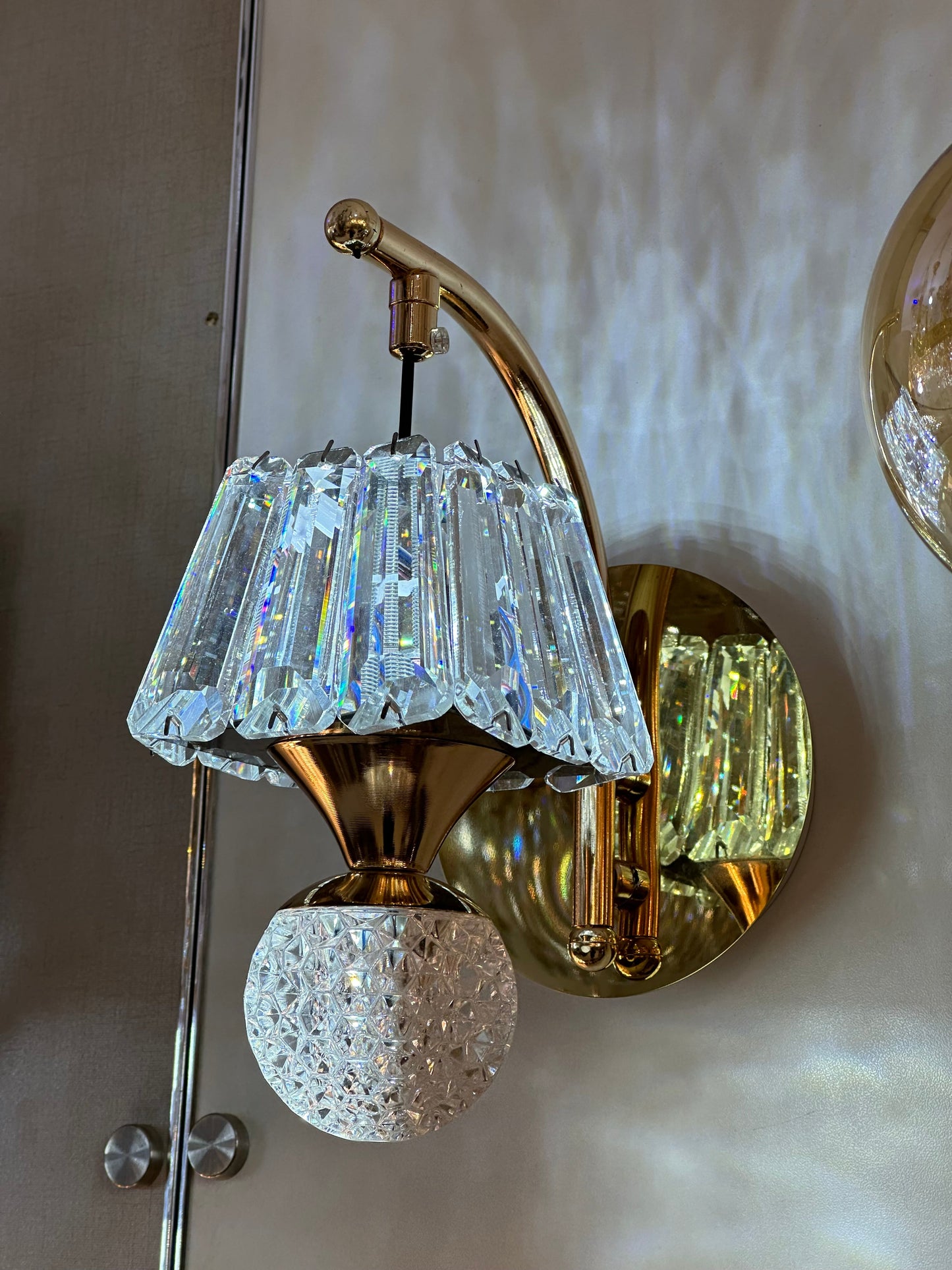 Lightigious™ - Crystal Wall Light, Gold Finish with White Glass and LED, SMD 3-Color Option