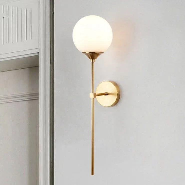 Lightigious™ - Modern Globe Wall Light, Milky & Amber Glass, E27 Holder