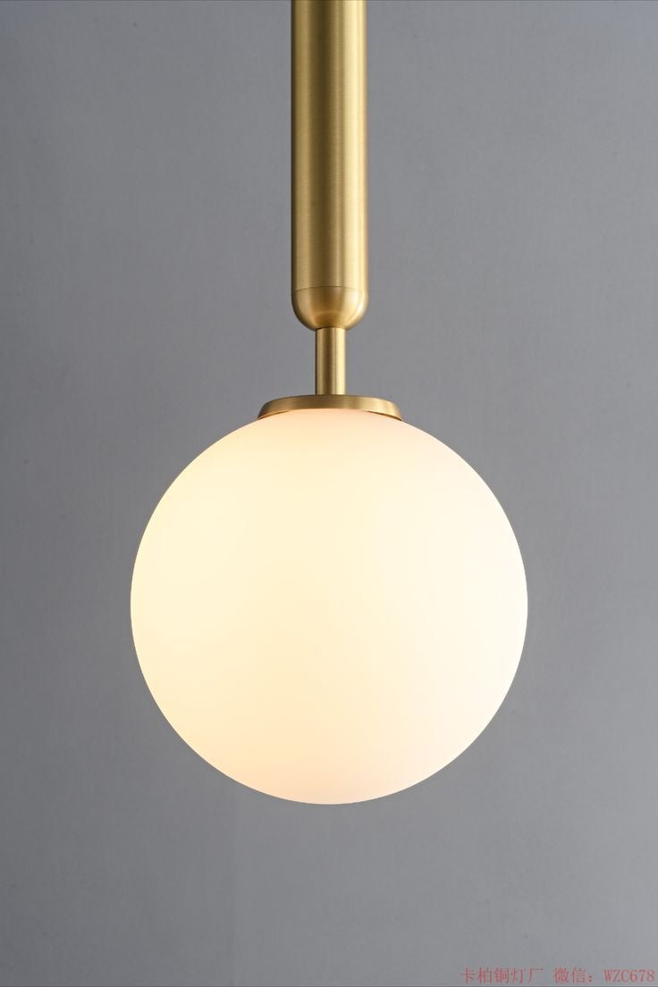 Lightigious Globe Pendant - side angle gold metal detail