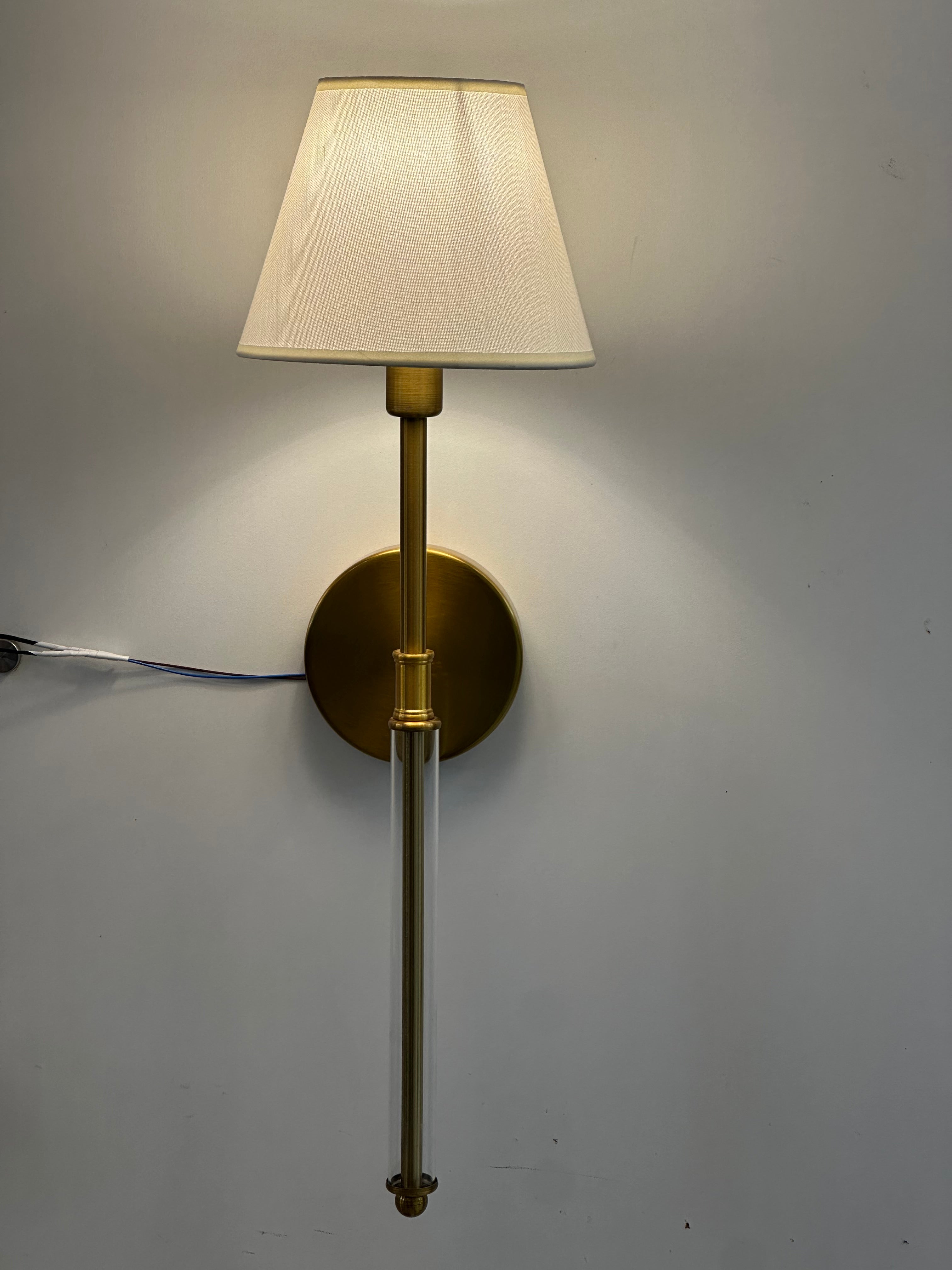 Lightigious™ – Aurora Imported Brass Wall Sconce with Fabric Shade