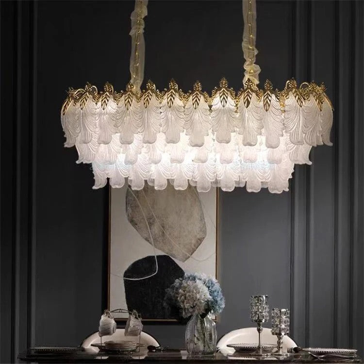 Lightigious Modern Crystal Chandelier lit warm room lifestyle