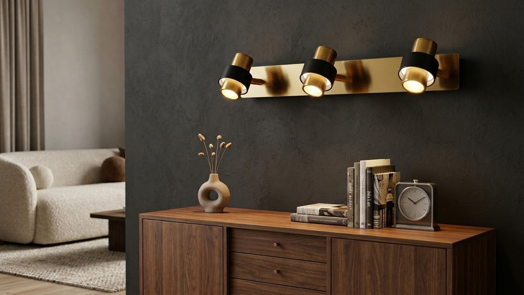 Lightigious™ - Lumina Triple Spotlight Brass vanity Light