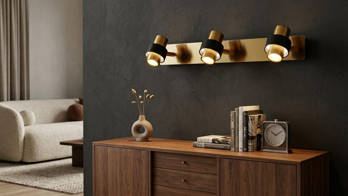 Lightigious™ - Lumina Triple Spotlight Brass vanity Light