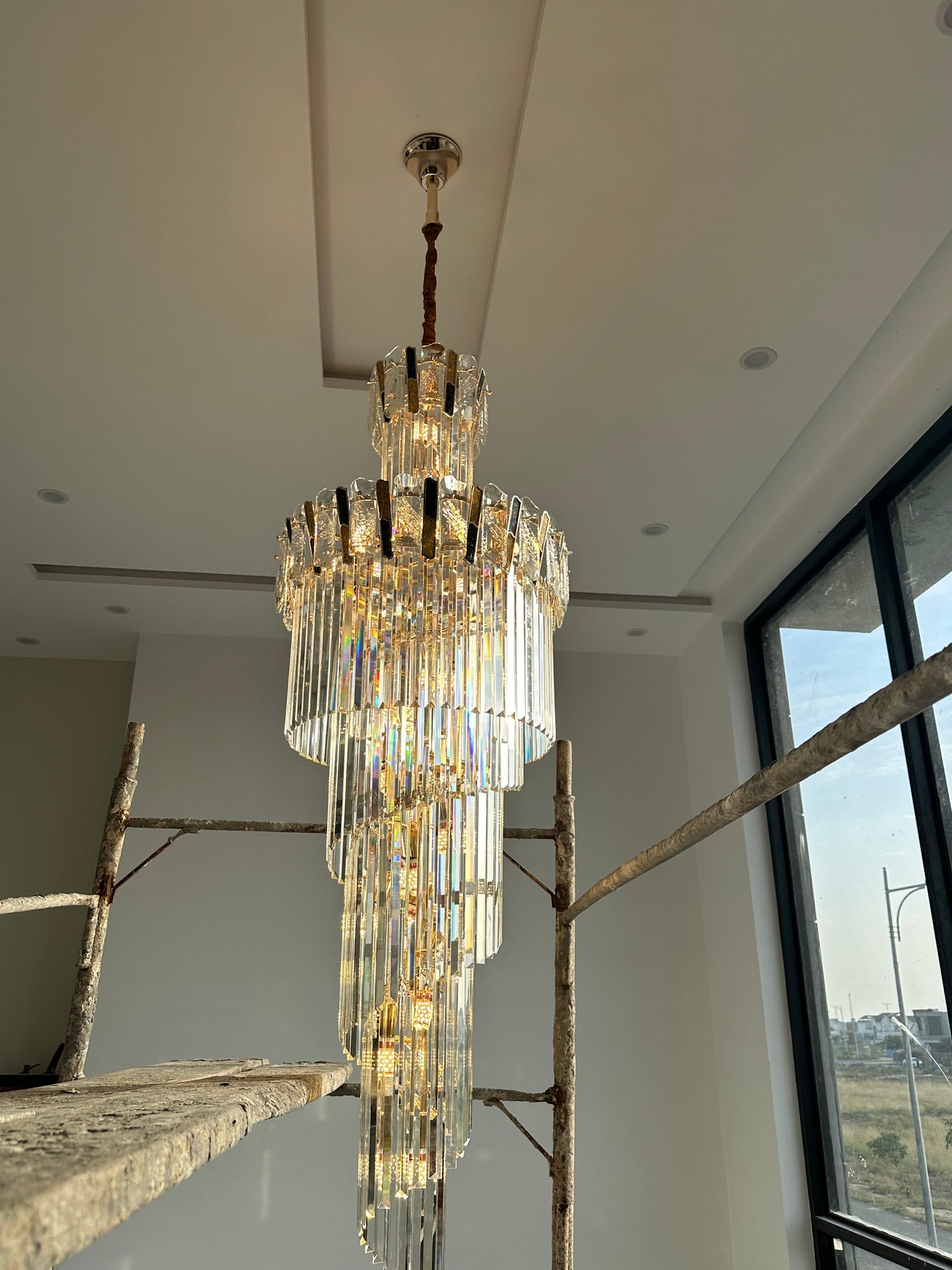 Nordic Big Crystal Factory Hotel Villa Long Gold Elegant
Led Luxury Crystal Stair Chandelier