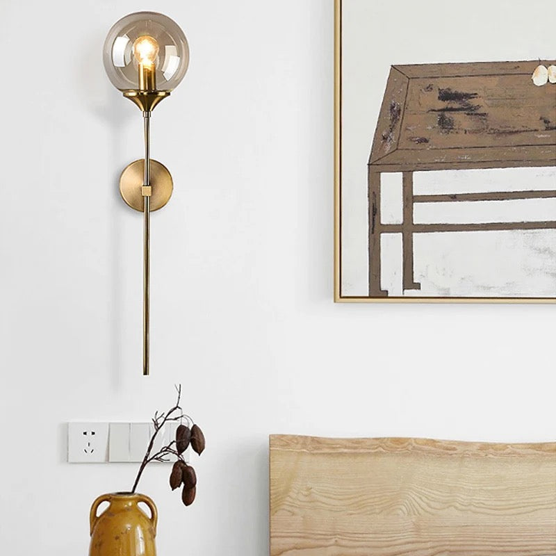 Lightigious™ - Modern Globe Wall Light, Milky & Amber Glass, E27 Holder