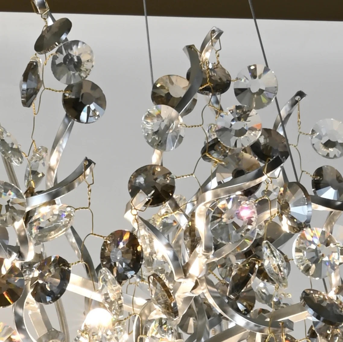 Lightigious Smoked Grey Crystal Chandelier bead detail close-up