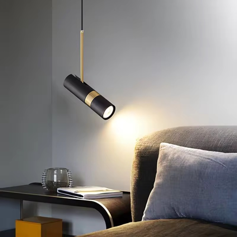 Lightigious Black Movable COB Cylinder Pendant Light - matte black adjustable hanging light front view