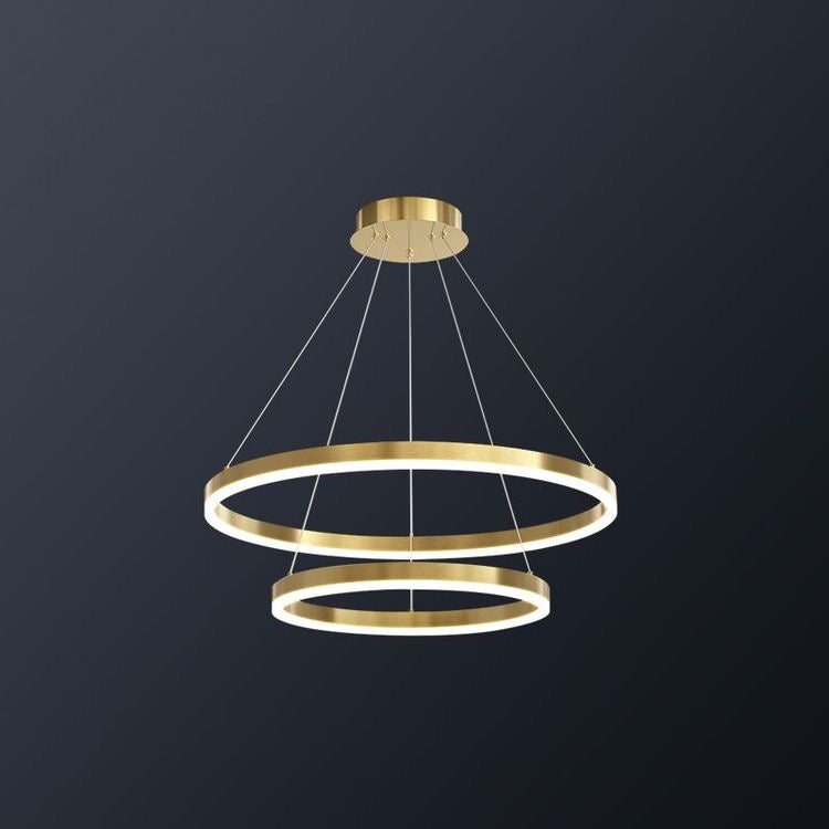 Lightigious™ - Double Ring LED Chandelier (Modern Acrylic Circle, Golden Finish)