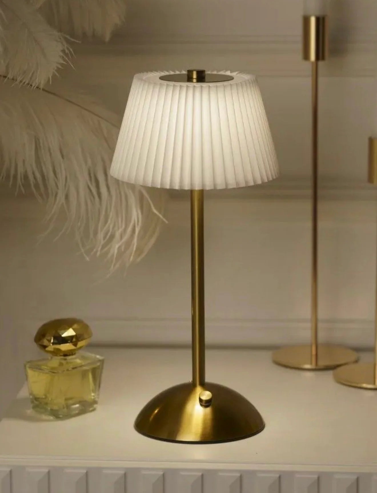 Lightigious™ - Modern Cordless Metal Lamp – Pleated Shade