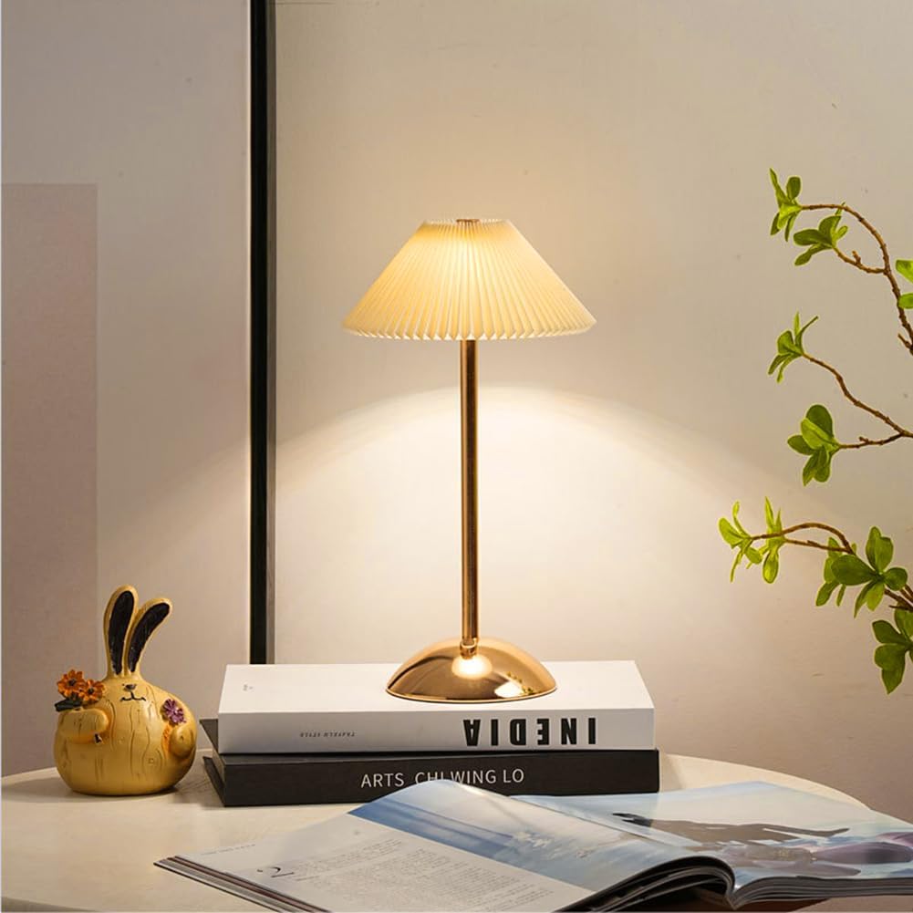 Lightigious™ - Modern Cordless Metal Lamp – Pleated Shade