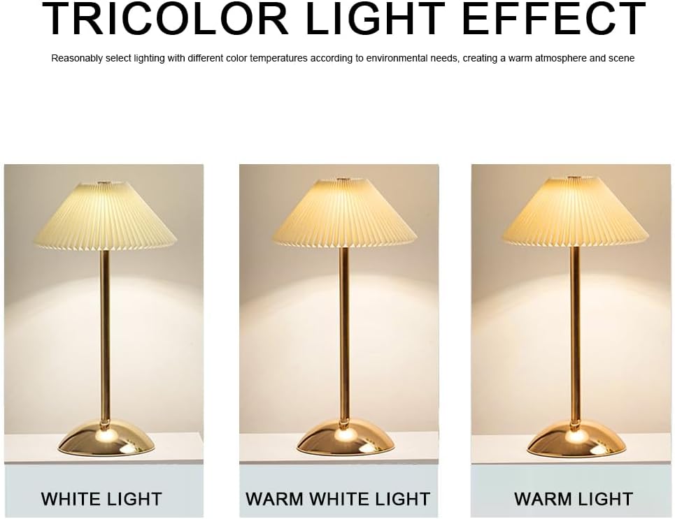 Lightigious™ - Modern Cordless Metal Lamp – Pleated Shade
