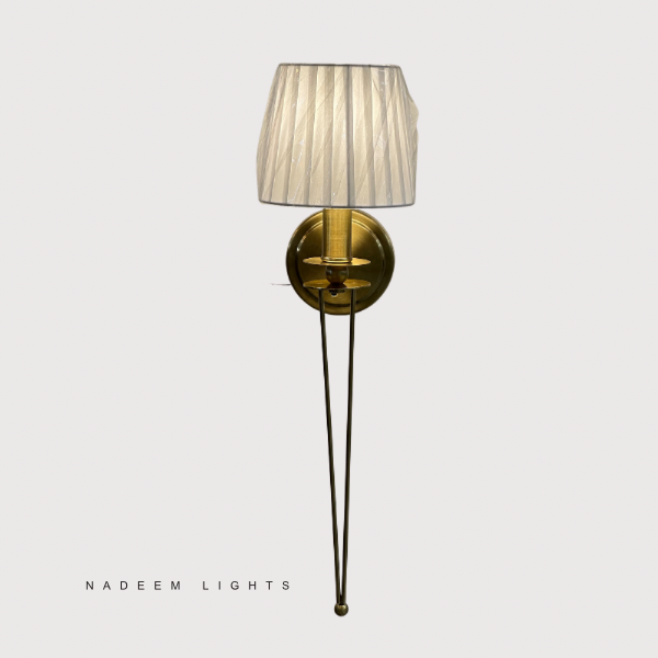 Lightigious™ – Imported Twilight Prism Brass Wall Sconce with Fabric Shade
