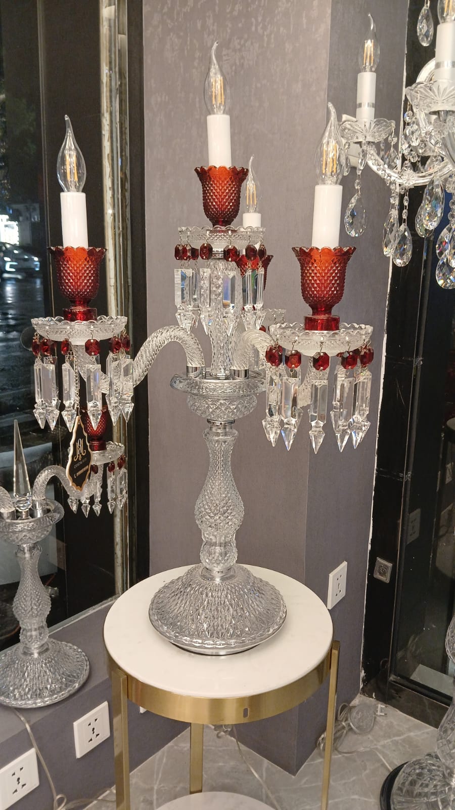 Lightigious | • The Baccarat Zenith Ruby Candelabra Lamp