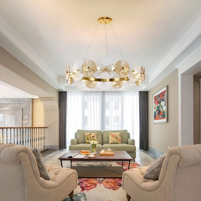 Luxury Glass LED ring chandelier bedroom dining room living room chandelier