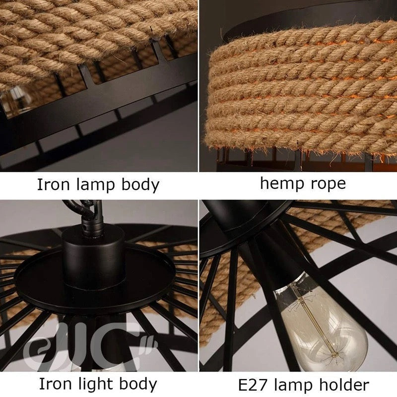 Lightigious™ - Vintage Industrial Hemp Rope Hanging Light