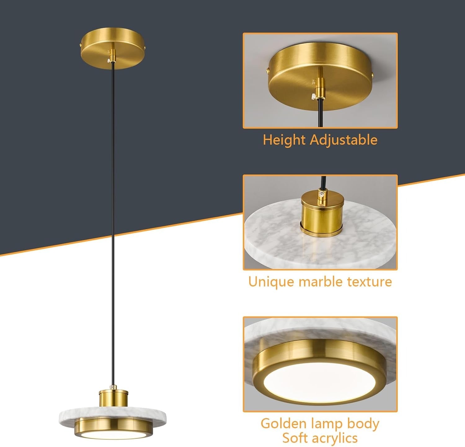 Lightigious™ – Costes LED Marble & Brass Look Pendant Light