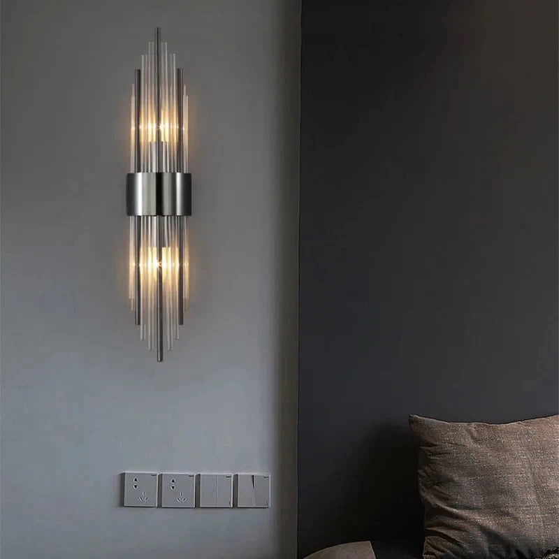 Lightigious™ - Crystal Wall Light, Gold Antique/Black with White Glass, LED Wall Lamp