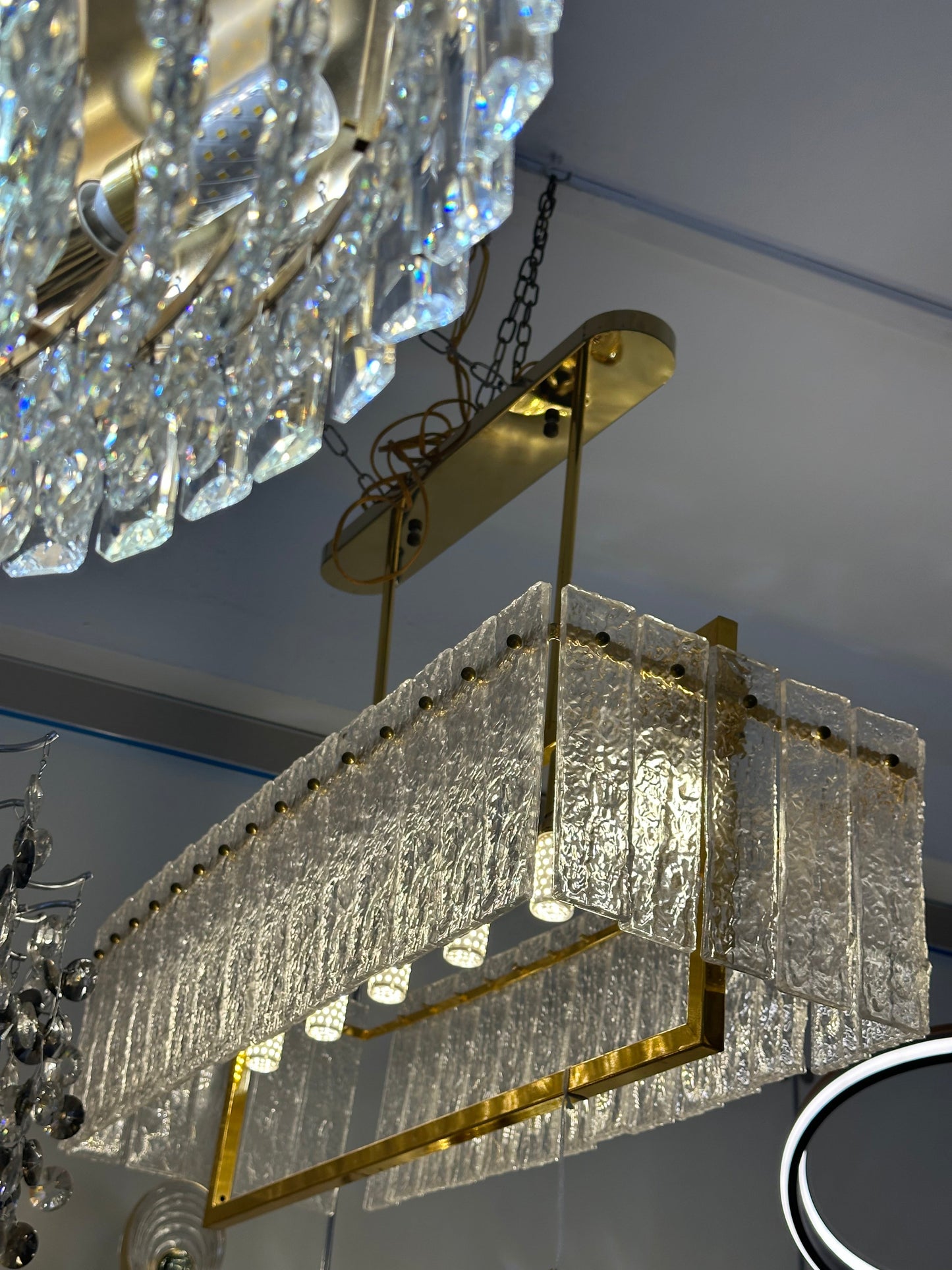 Lightigious™ - Crystal Rectangular Chandelier (Golden Finish, Warm White LED/Filament)