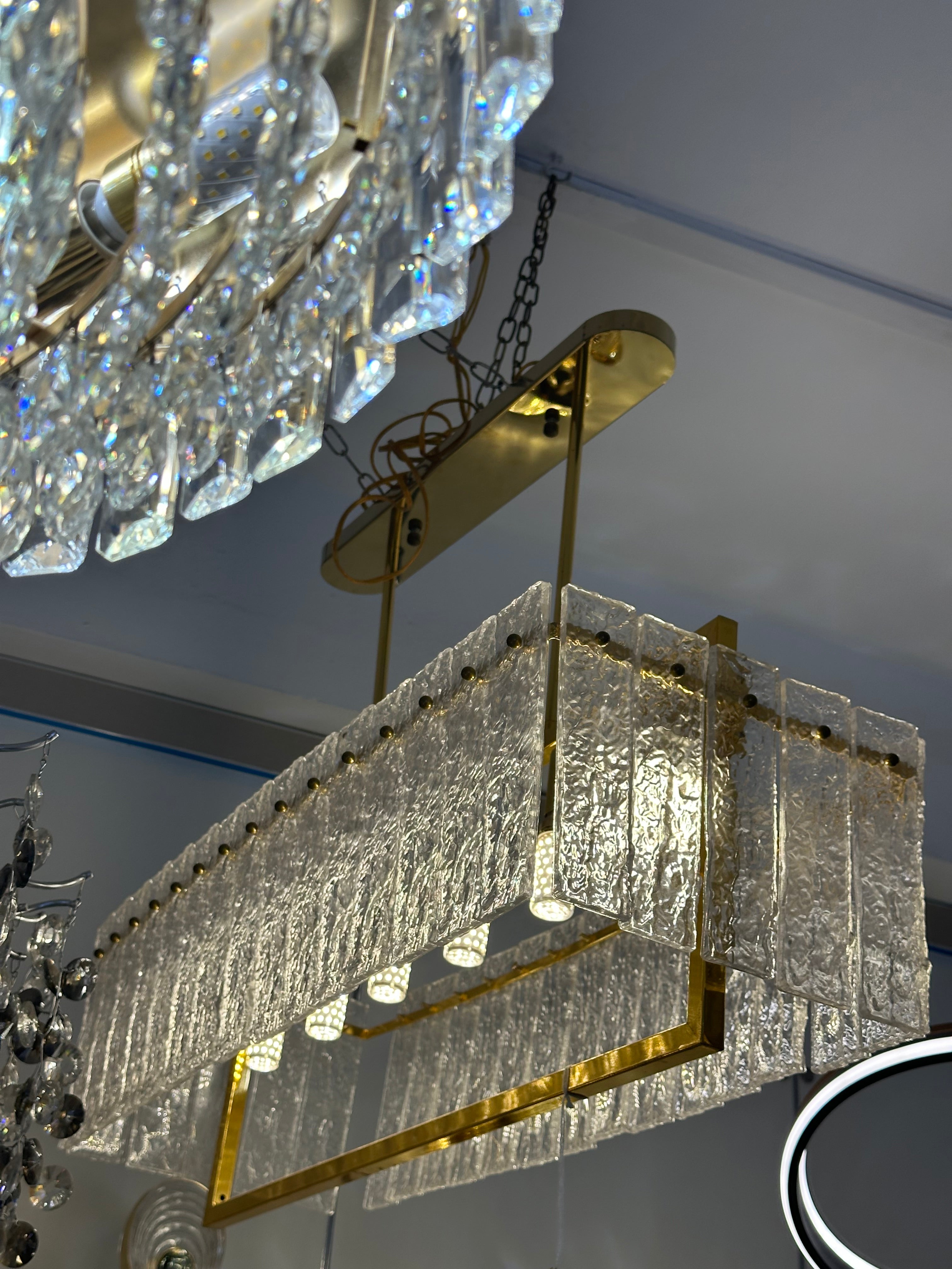 Lightigious™ - Crystal Rectangular Chandelier (Golden Finish, Warm White LED/Filament)