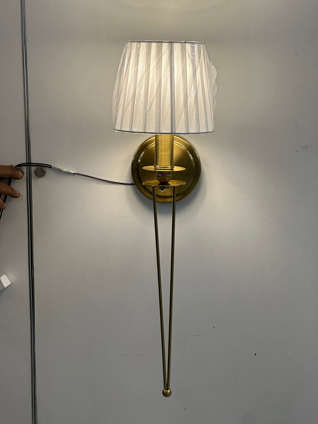 Lightigious™ – Imported Twilight Prism Brass Wall Sconce with Fabric Shade