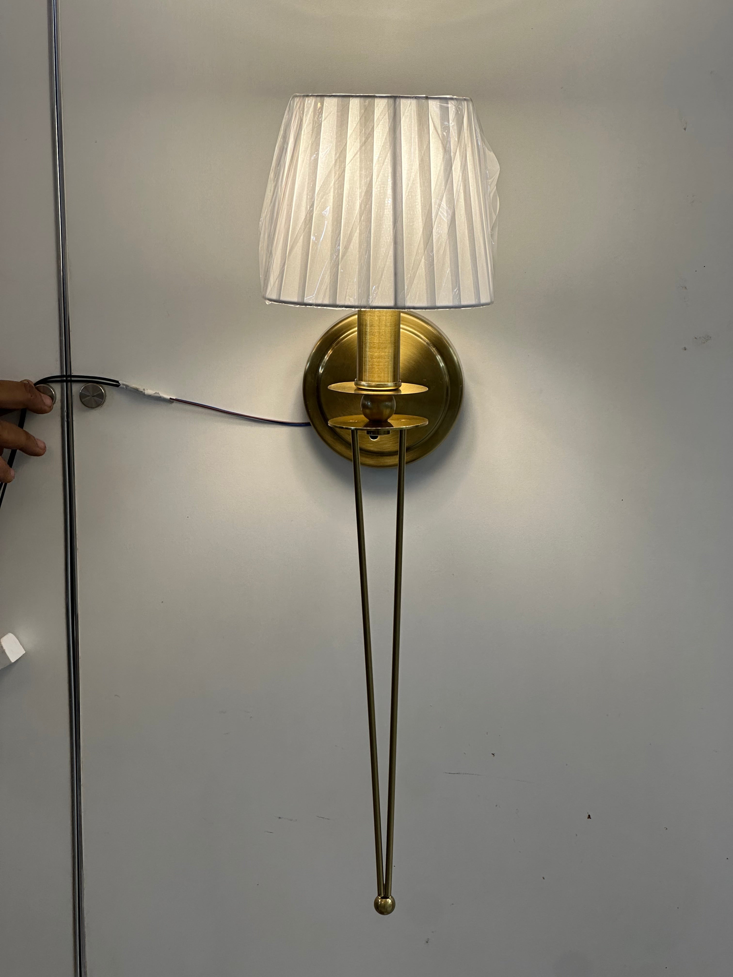 Lightigious™ – Imported Twilight Prism Brass Wall Sconce with Fabric Shade