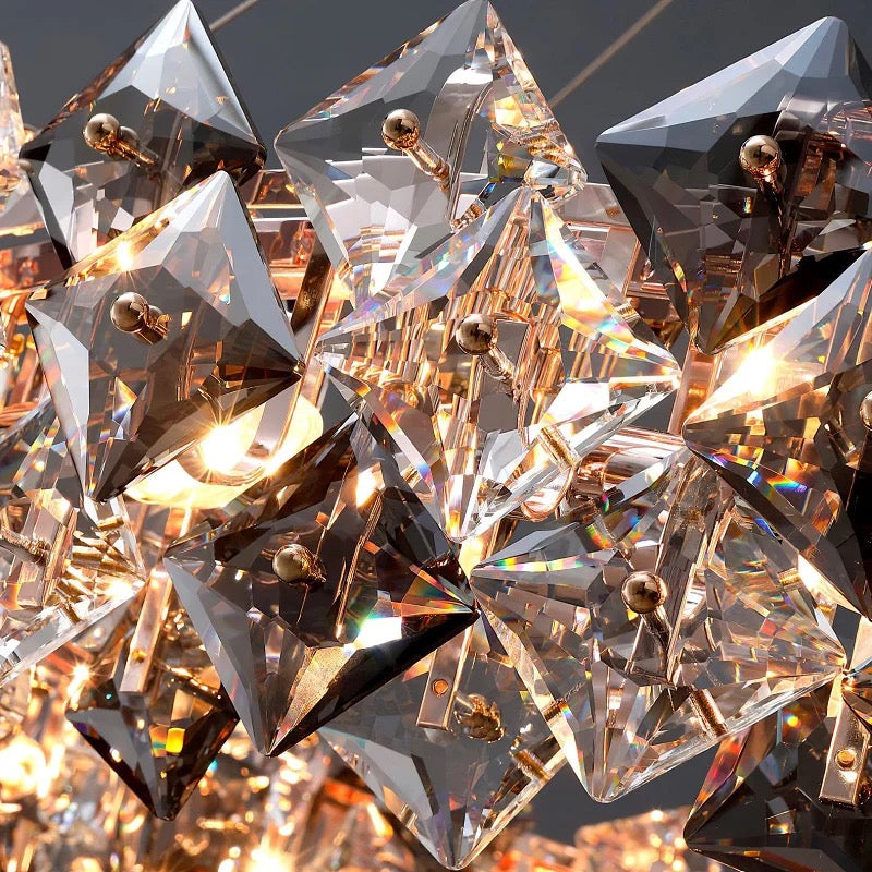 Lightigious™ - Gold Grey Round Crystal Chandelier (Modern Postmodern Design, LED)