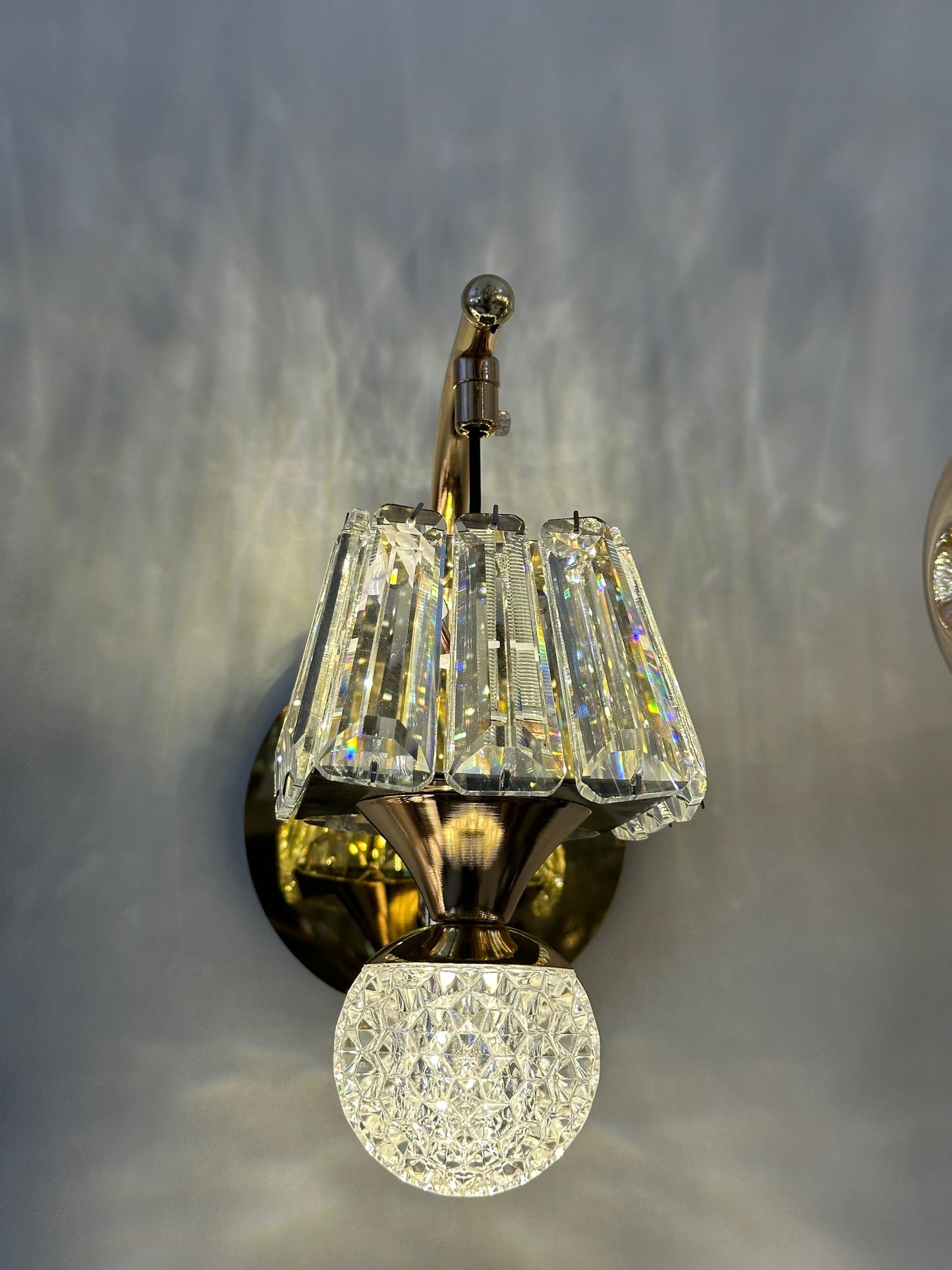 Lightigious™ - Crystal Wall Light, Gold Finish with White Glass and LED, SMD 3-Color Option