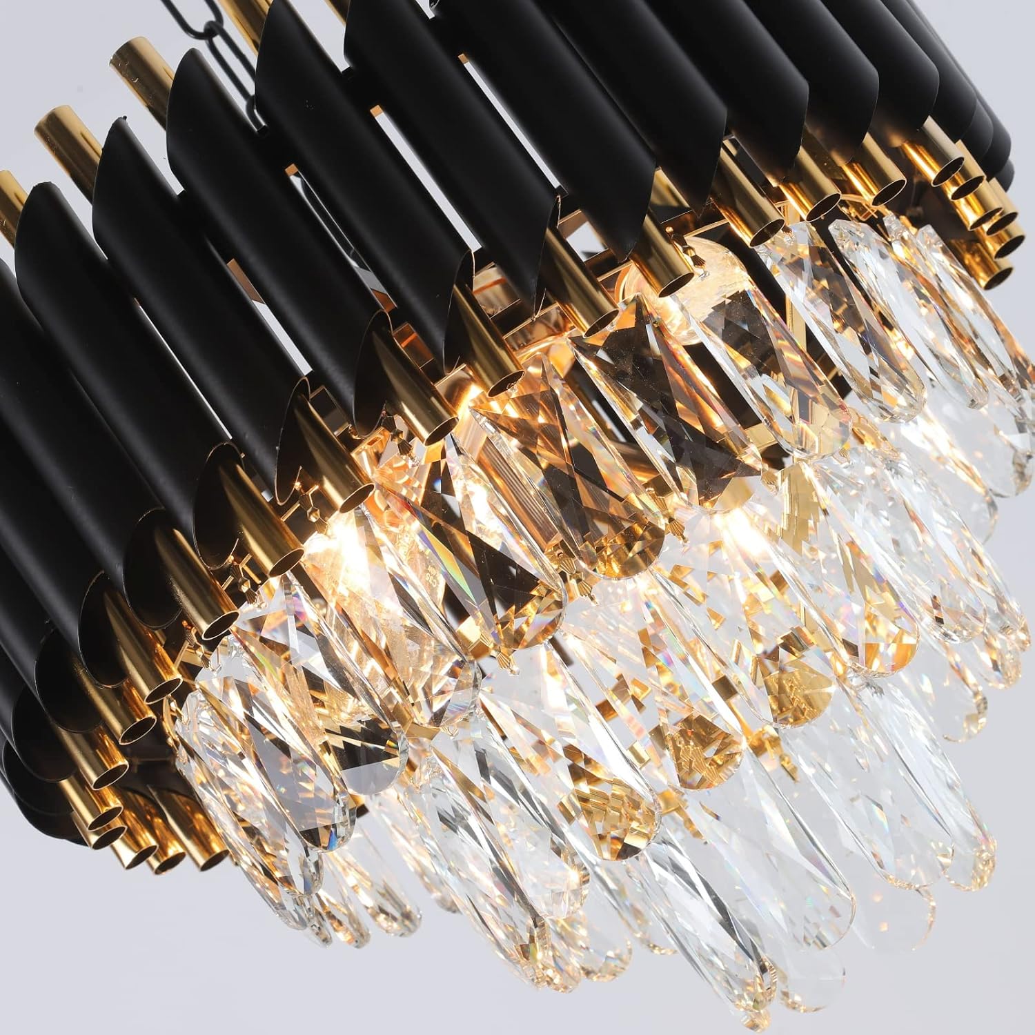 Lightigious™ - Minimalist Modern  Gold Black Crystal Chandelier