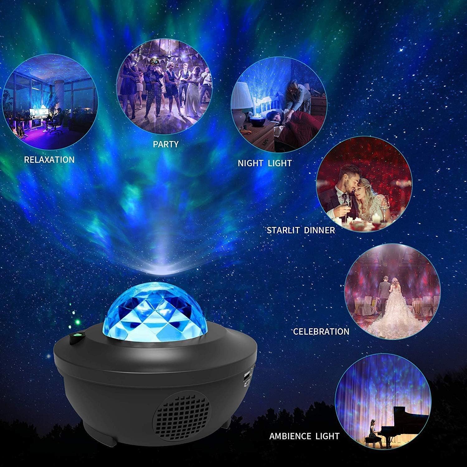 Lightigious™ - Galaxy Ocean Wave Light Projector with Bluetooth Music & Remote Control
