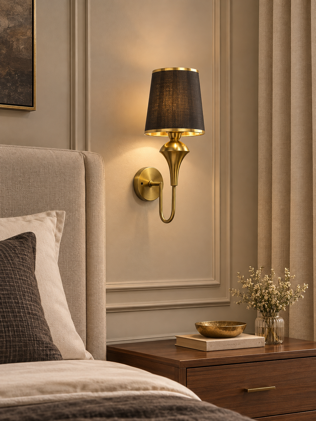 Lightigious - Velora Black Shade Wall Light