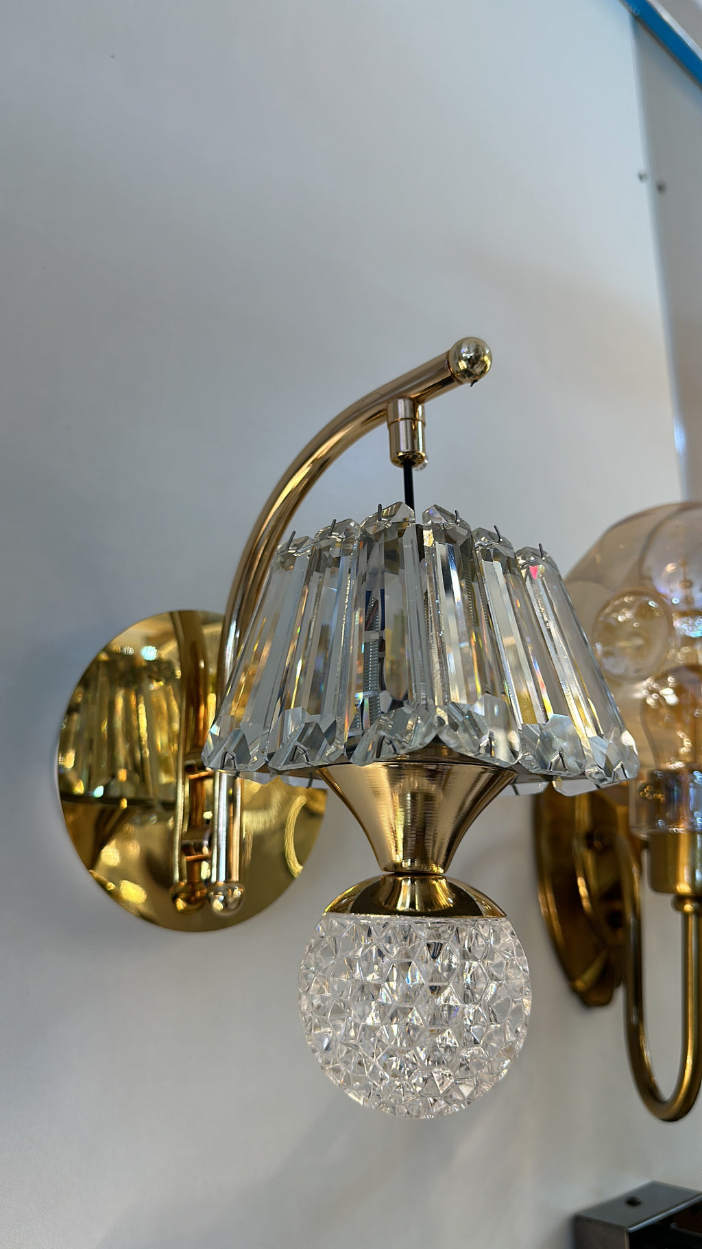 Lightigious™ - Crystal Wall Light, Gold Finish with White Glass and LED, SMD 3-Color Option
