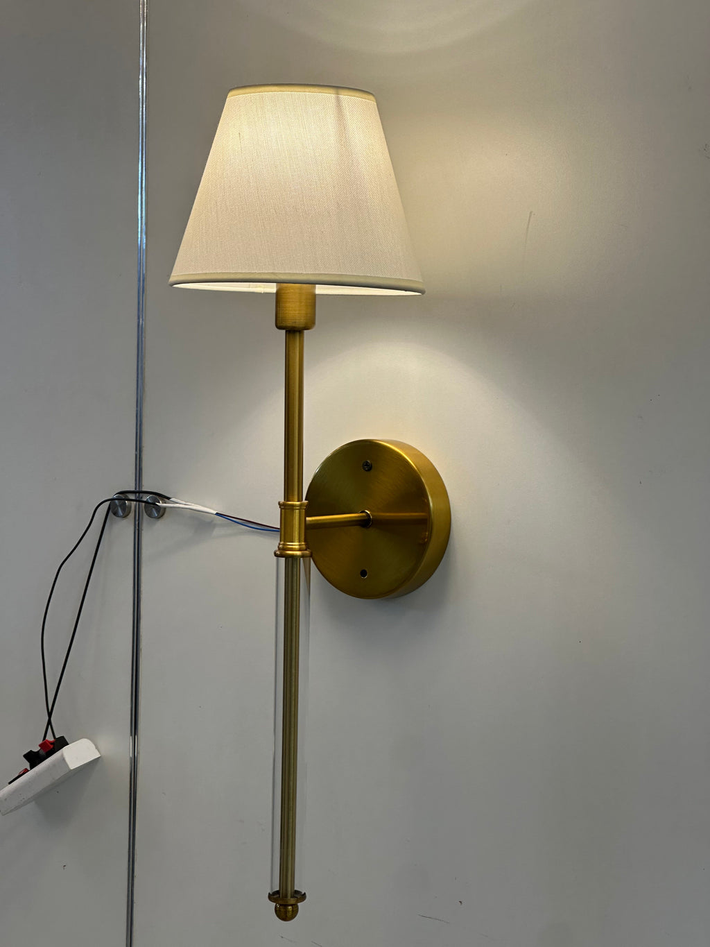Lightigious™ – Aurora Imported Brass Wall Sconce with Fabric Shade