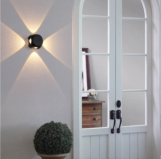 Lightigious™ - Four Way Cross Cube Outdoor LED Wall Light (4W, Black Golden)