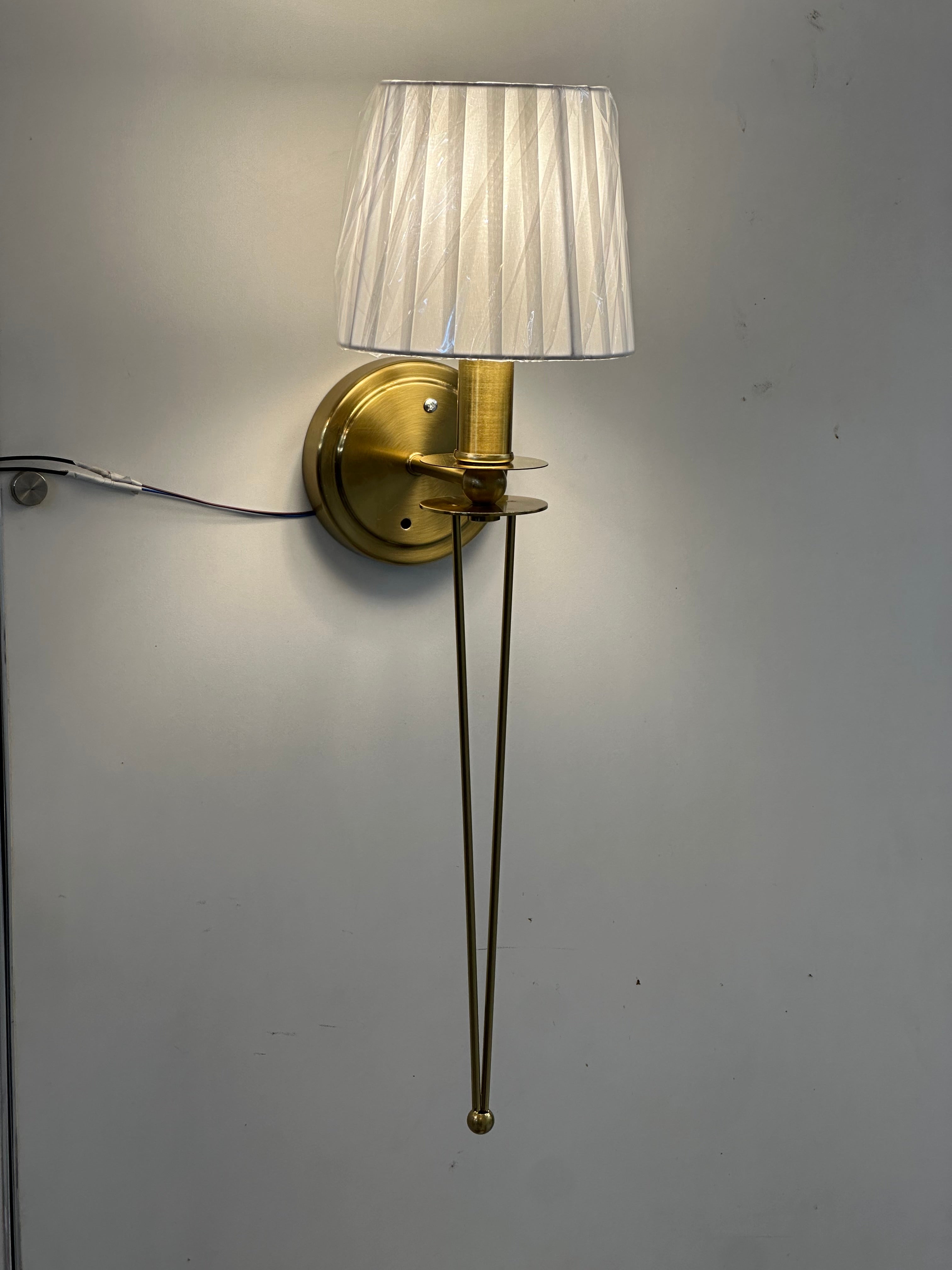 Lightigious™ – Imported Twilight Prism Brass Wall Sconce with Fabric Shade
