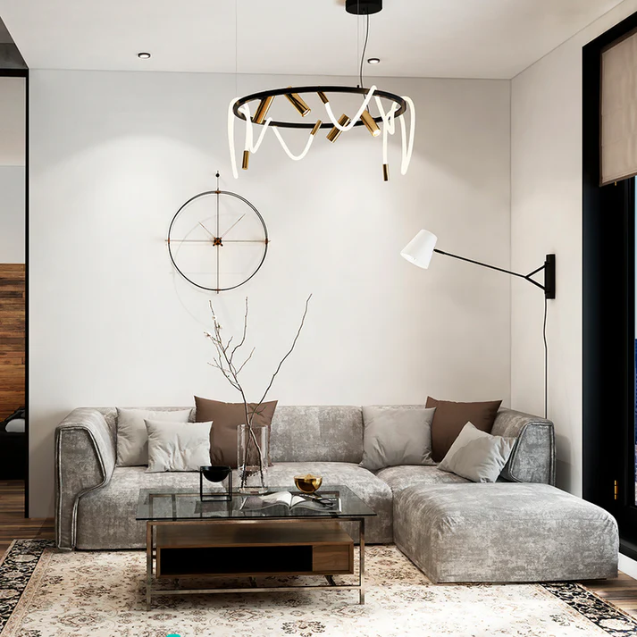 Lightigious™ – Black Round Chandelier with Spotlights