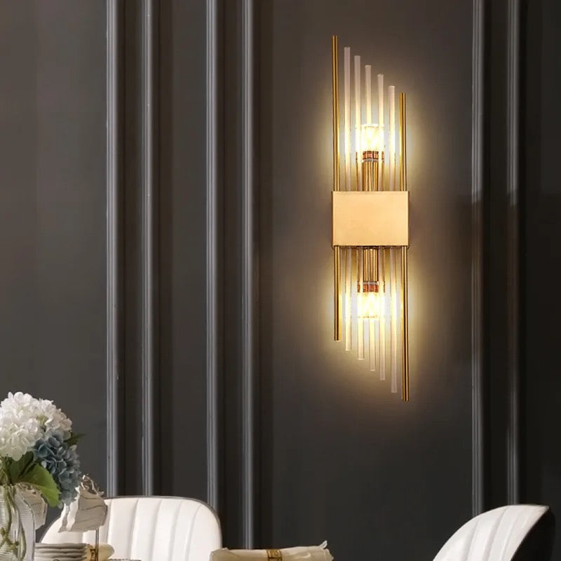 Lightigious™ - Crystal Wall Light, Gold Antique/Black with White Glass, LED Wall Lamp