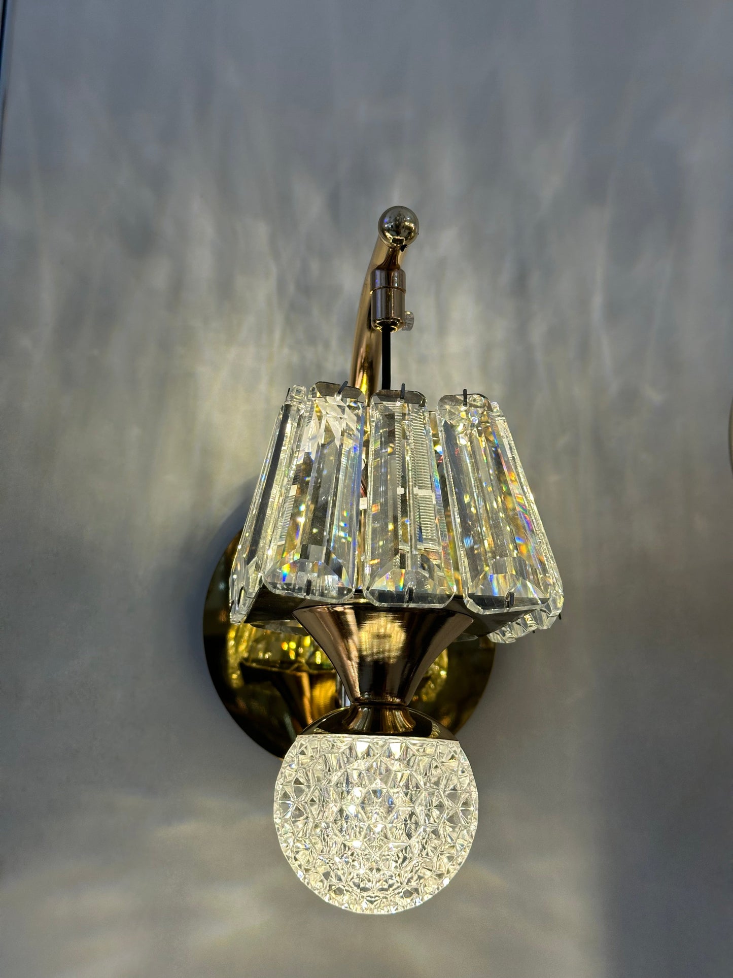Lightigious™ - Crystal Wall Light, Gold Finish with White Glass and LED, SMD 3-Color Option